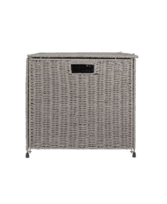 Woven Paper Rope Storage Chest with Hinged Lid and Integrated Handles