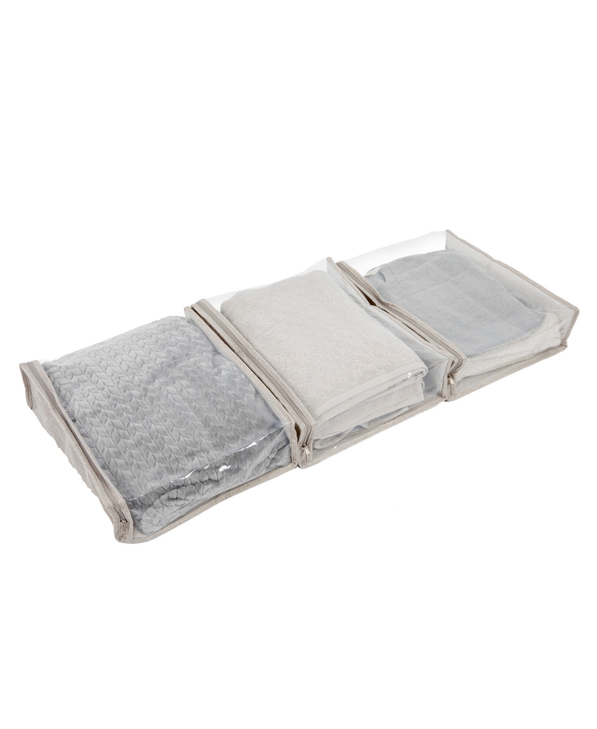 Household Essentials Under Bed Zippered Sweater Storage Bags With Clear Vision Panel, Set Of 3 In Gray