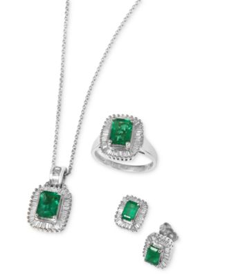 Effy Collection Brasilica By Effy Emerald Diamond Earrings Ring Necklace In 14k Gold In Emerald,yellow Gold