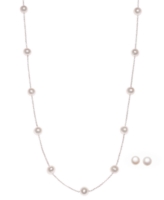 2-Pc. Set Cultured Freshwater Pearl (6-1/2 - 7mm) Collar Necklace & Matching Stud Earrings - Sterling Silver
