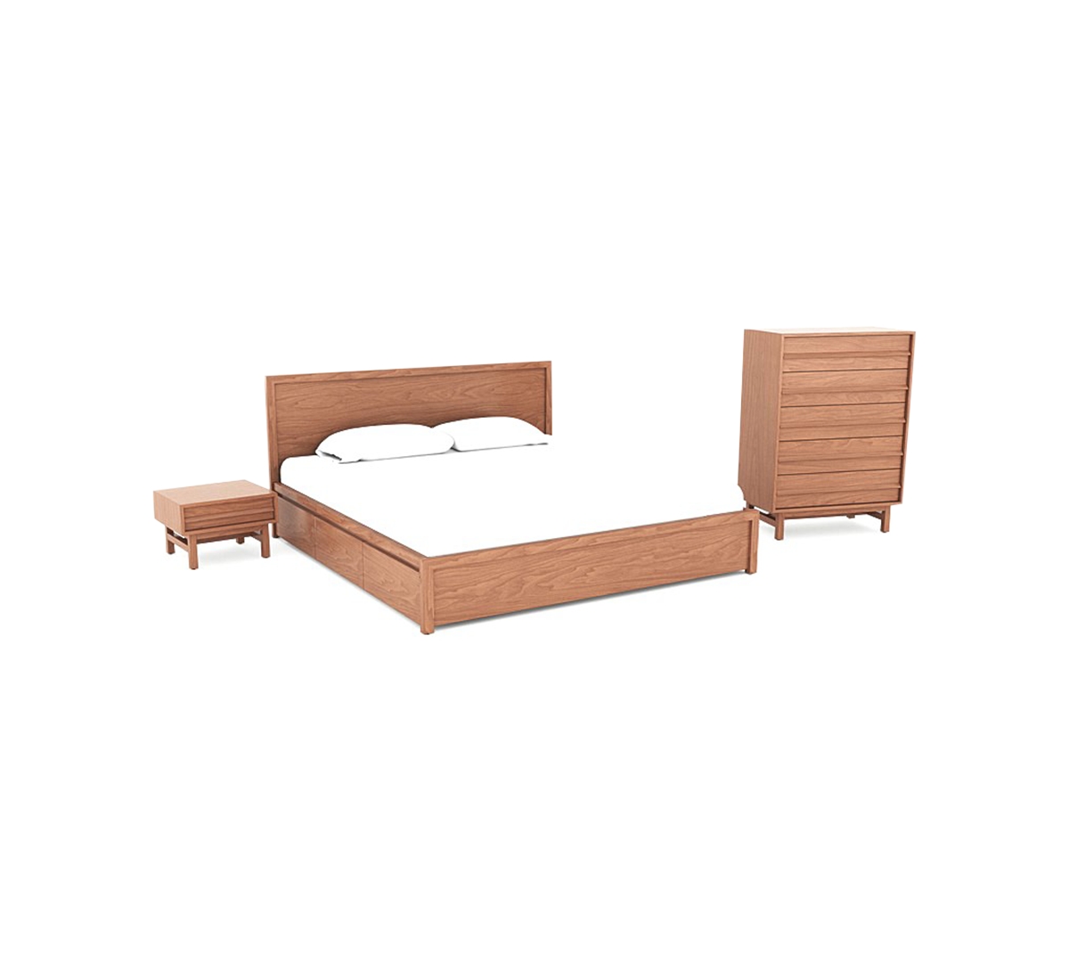 EQ3 CLOSEOUT! BERNIA 3PC BEDROOM SET (KING STORAGE BED + CHEST + OPEN NIGHTSTAND)