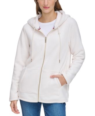 Sweatshirt White Sherpa Zip Up Jacket Tommy Hilfiger Women's