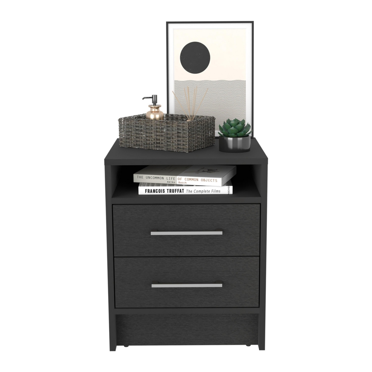 Depot E-Shop Leyva Nightstand, Two Drawers, Superior Top