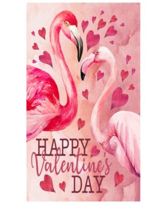 Happy Valentine's Day Flamingo Outdoor Garden Flag 12.5" x 18"