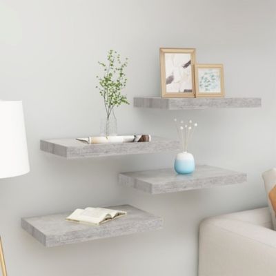Floating Wall Shelves 4 pcs Concrete Gray 19.7"x9.1"x1.5" MDF