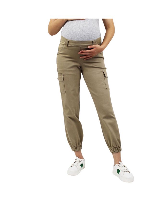 Indigo Poppy Khaki Maternity Cargo Pants With Underbelly - Macy's