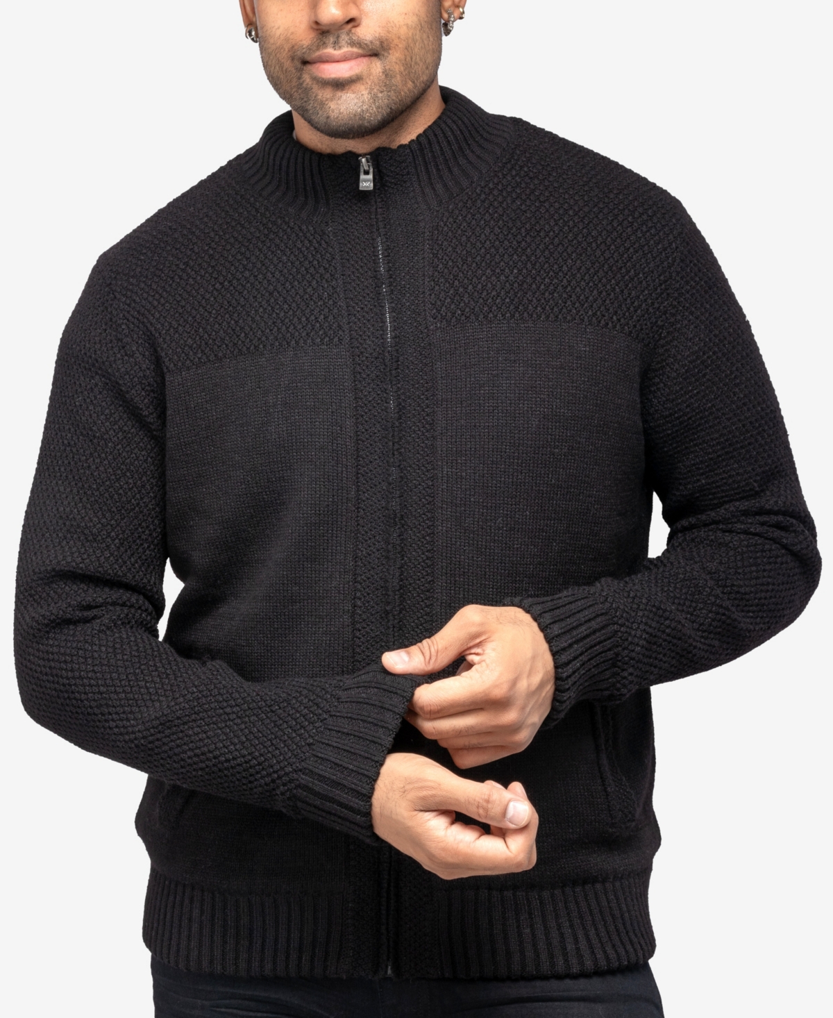 X-Ray Men's Color Blocked Full-Zip High Neck Sweater Jacket