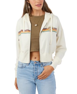 O'Neill - Juniors' Darcie Zip-Front Dropped-Shoulder Hooded Sweatshirt