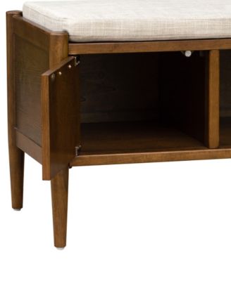 42" Arcadia Wide Accent Wood Bench with Storage and Upholstered Cushion
