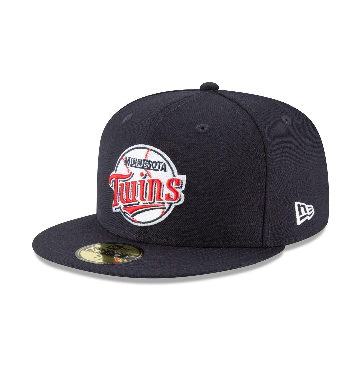 Мужская кепка New Era Navy Minnesota Twins Cooperstown Collection Wool 59FIFTY Fitted Hat — фото 1