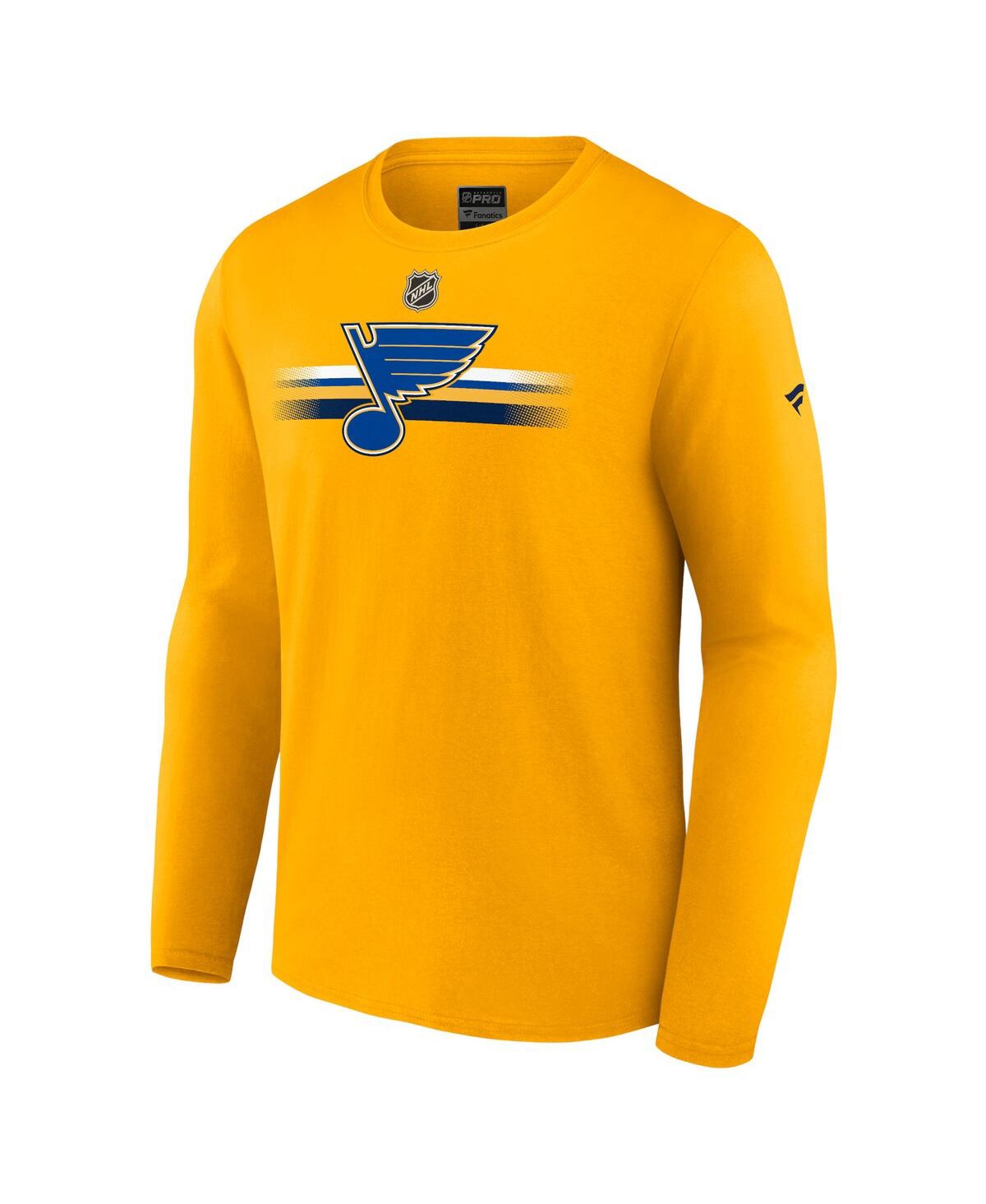 Shop Fanatics Men's  Gold St. Louis Blues Authentic Pro Secondary Replen Long Sleeve T-shirt