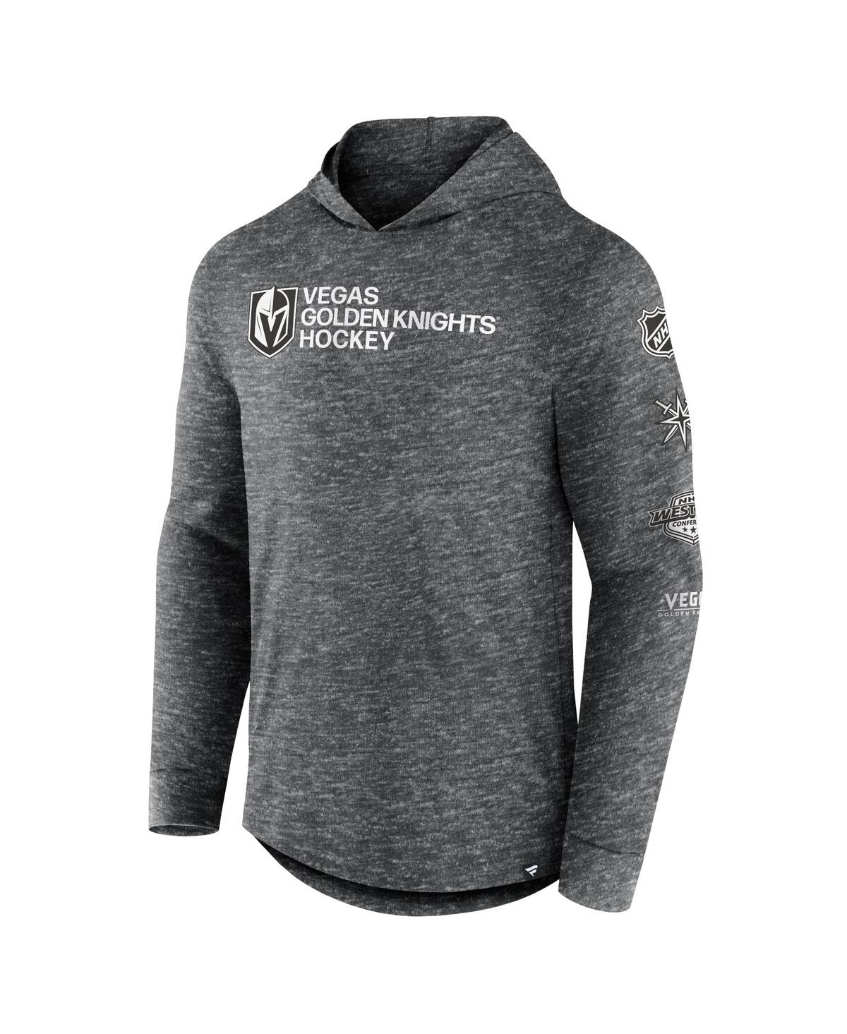 Fanatics Men's  Heather Charcoal Vegas Golden Knights Stacked Long Sleeve Hoodie T-shirt In Heather Charcoal