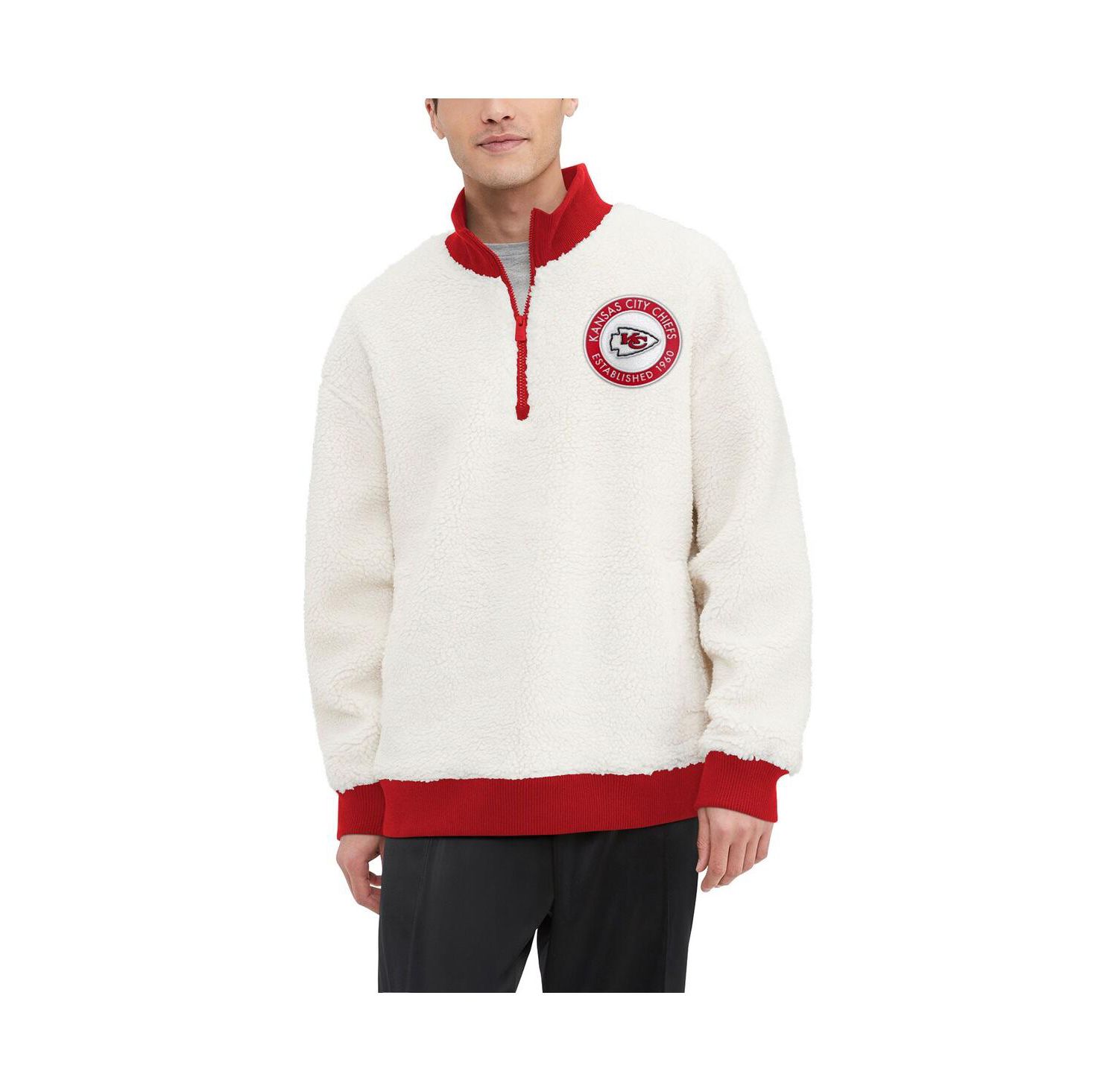 Men's Cream Kansas City Chiefs Jordan Sherpa Quarter-Zip Sweatshirt