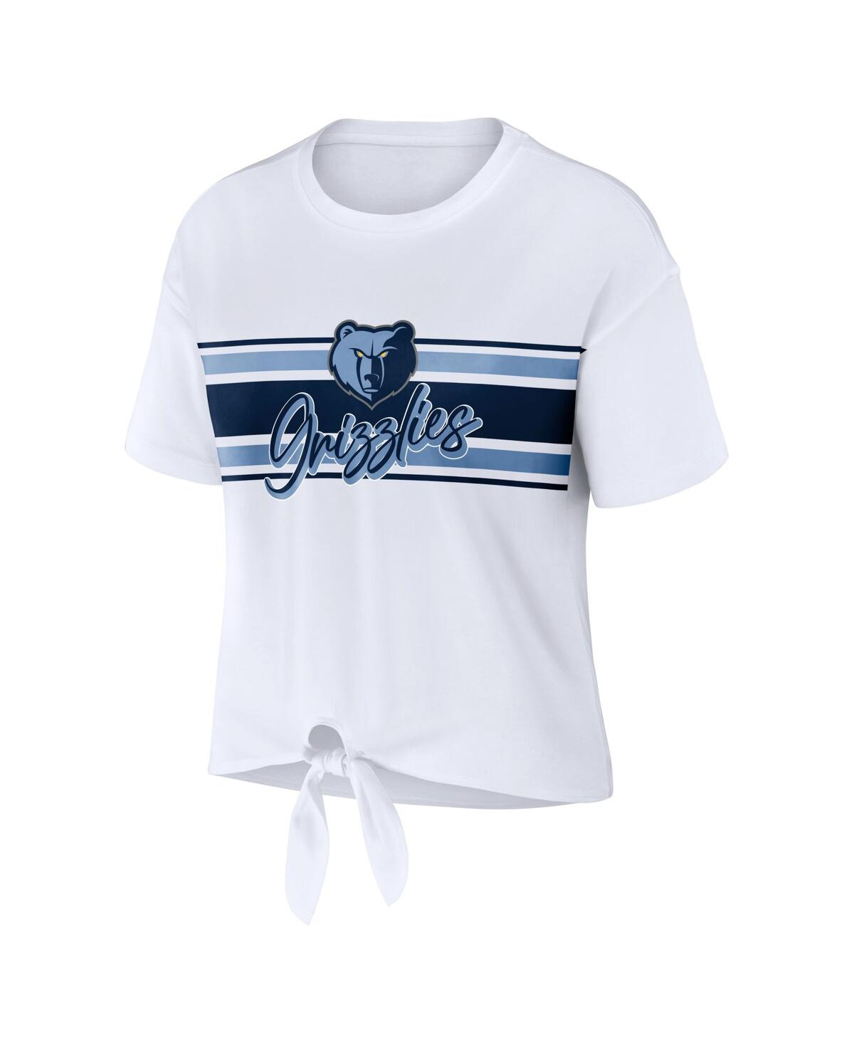 Shop Wear By Erin Andrews Women's  White Memphis Grizzlies Tie-front T-shirt