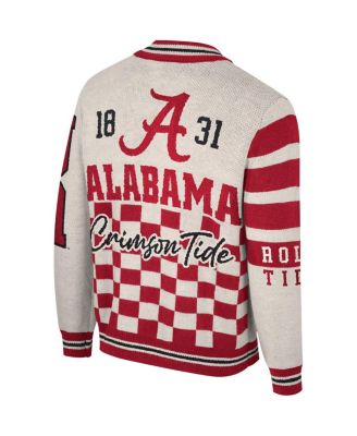 Men's and Women's Cream Alabama Crimson Tide Jacquard Full-Zip Sweater
