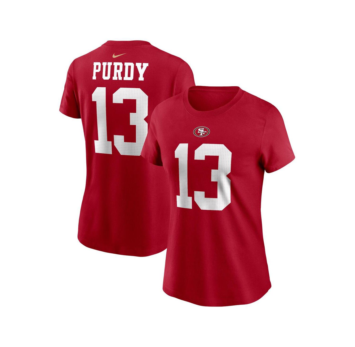 Women's Brock Purdy Scarlet San Francisco 49ers Player Name and Number T-shirt