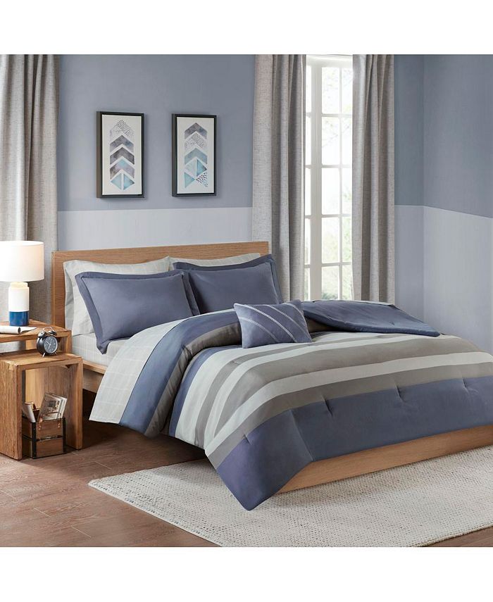Gracie Mills Striped Comforter Set with Bed Sheets Macy's
