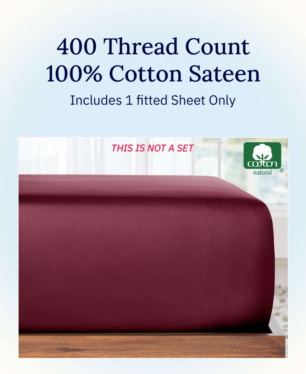 California Design Den Soft 400 Thread Count 100% Cotton Deep Pocket Fitted Sheet Only by