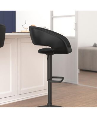 Shae Contemporary Upholstered Adjustable Height Barstool With Rounded, Cutout Mid-Back And Pedestal Base