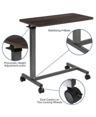 Adjustable Overbed Table – 1 Pc, Metal & Wood, Mobile Design with Wheels, Home & Hospital Use