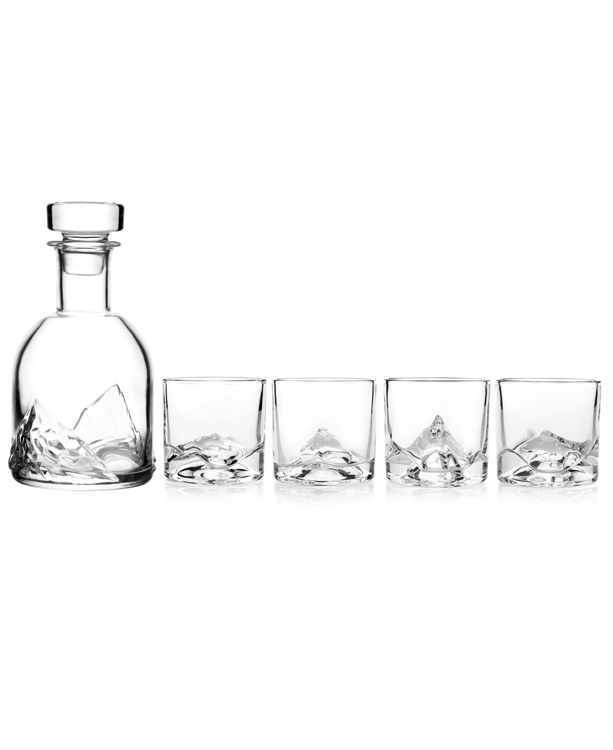 Liiton The Peaks Crystal Whiskey Decanter With Glasses, Set Of 5 In Clear