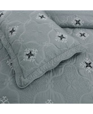 3 Piece Quilted Embroidery Quilts Bedspreads Set Emma Queen