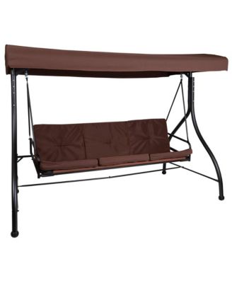 3-Seat Outdoor Steel Converting Patio Swing And Bed Canopy Hammock