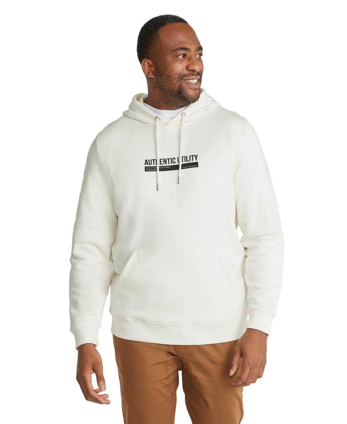 Mens Authentic Utility Hoodie Sweatshirt Big & Tall - Ivory