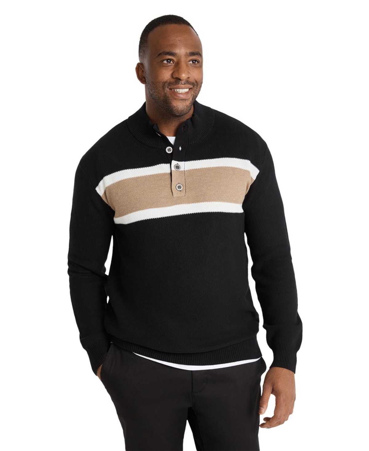Mens Keating Stripe Sweater - Black