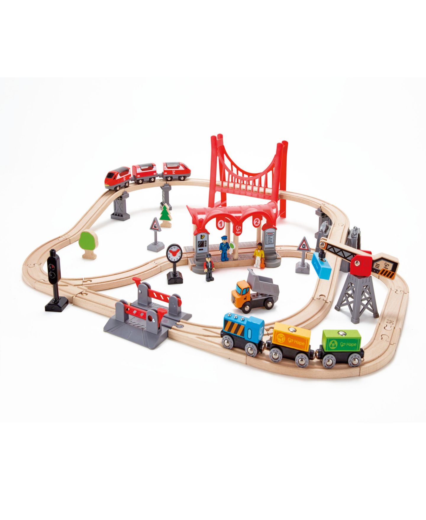 Детские конструкторы Hape Wooden Train Set Busy City Rail Set, цвет: Open Miscellaneous — фото 1