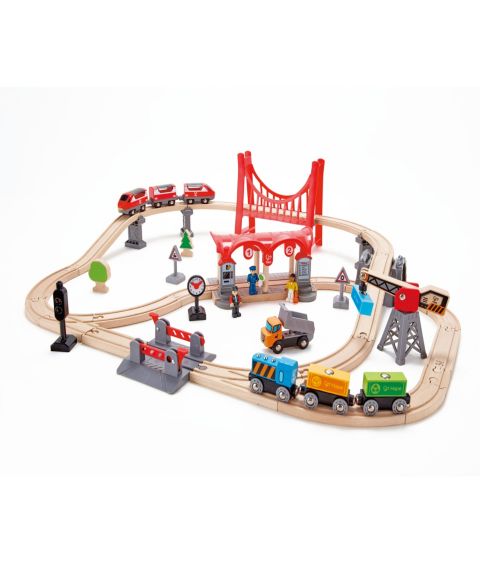 Детские конструкторы Hape Wooden Train Set Busy City Rail Set, цвет: Open Miscellaneous