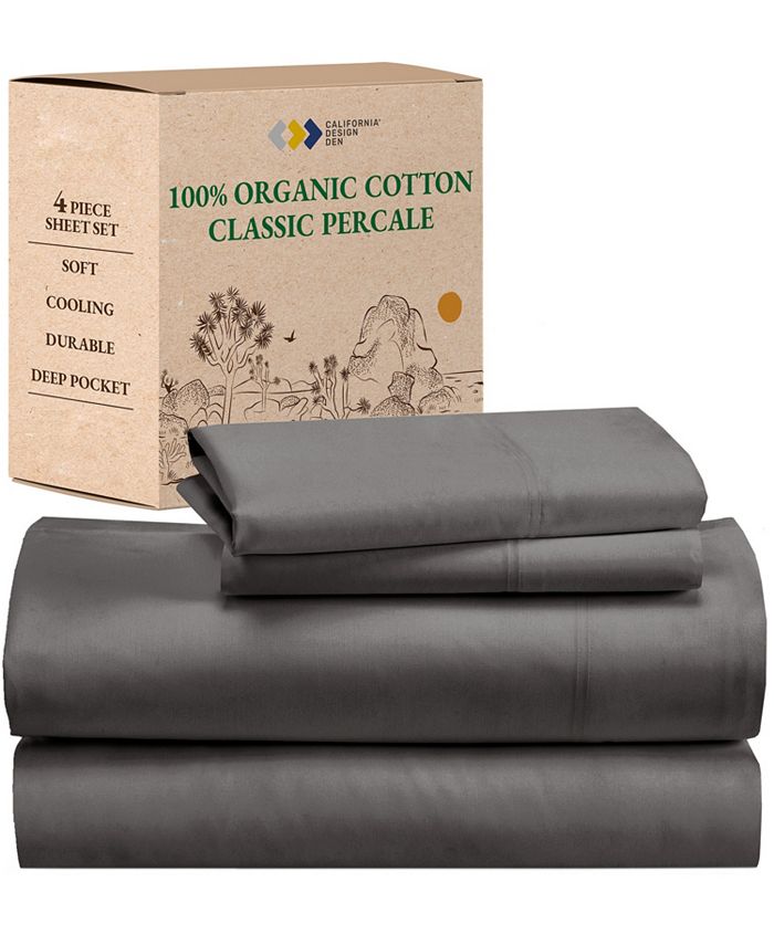 California Design Den Sheets Set, GOTS Certified 100 Organic Cotton