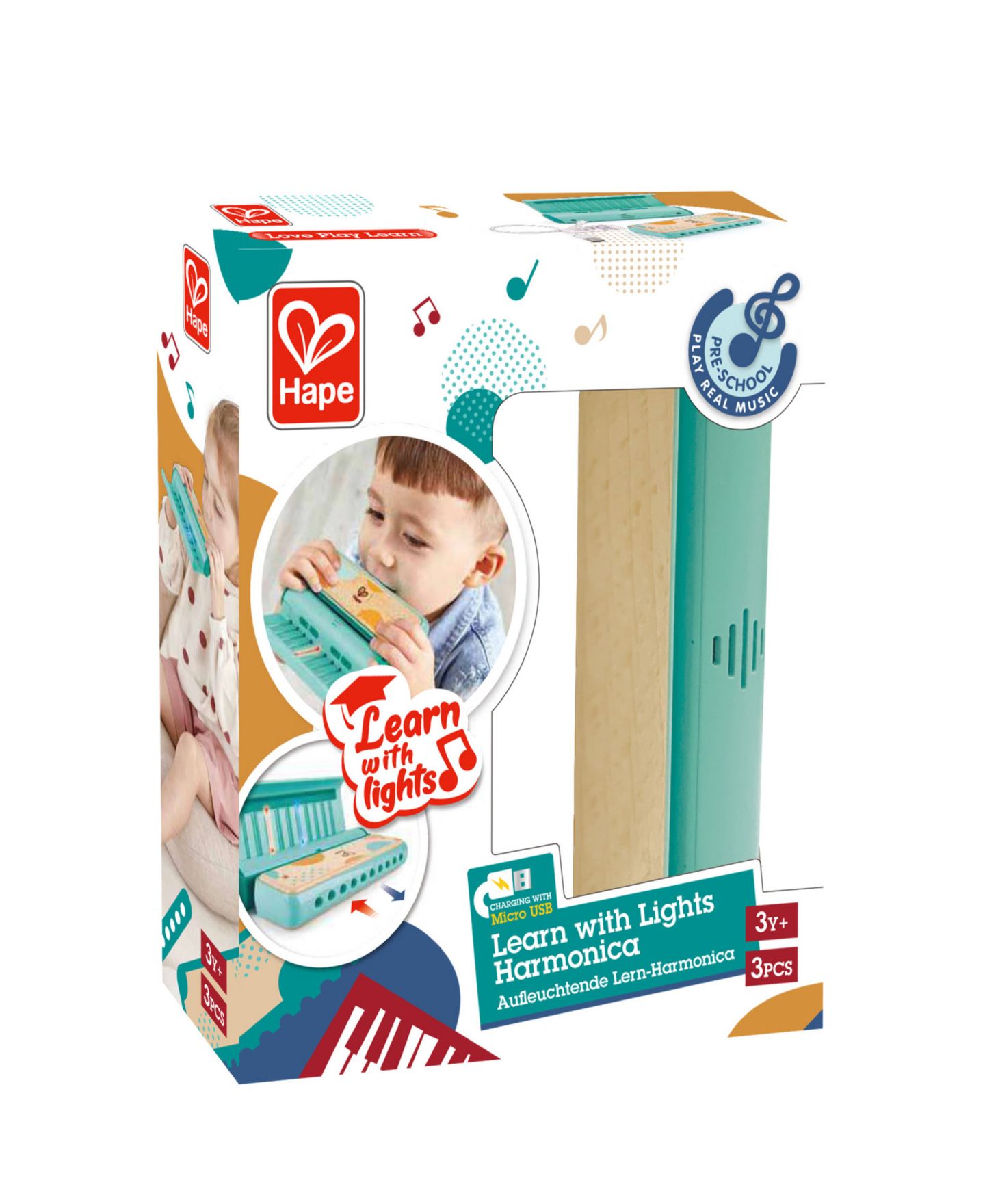 Детская игрушка Hape Learn with Lights Teal Harmonica — фото 2