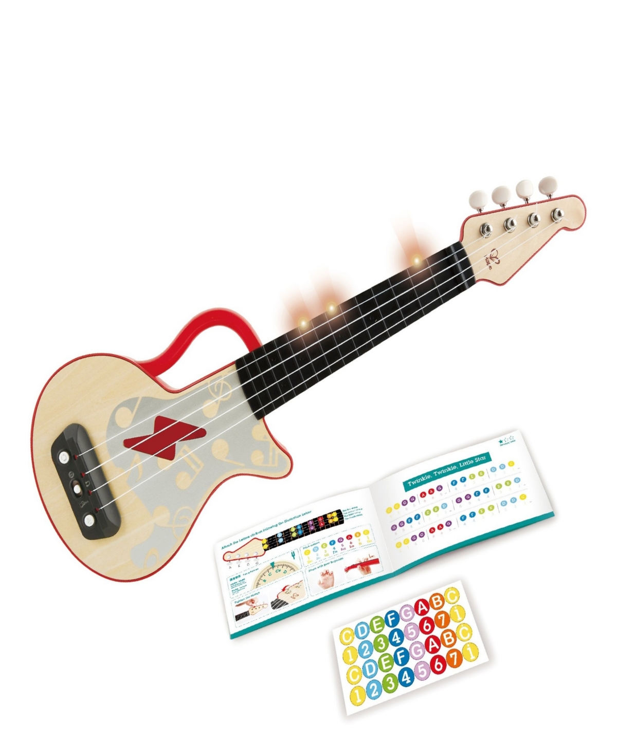 Hape Learn With Lights Red Electronic Ukulele In Multi