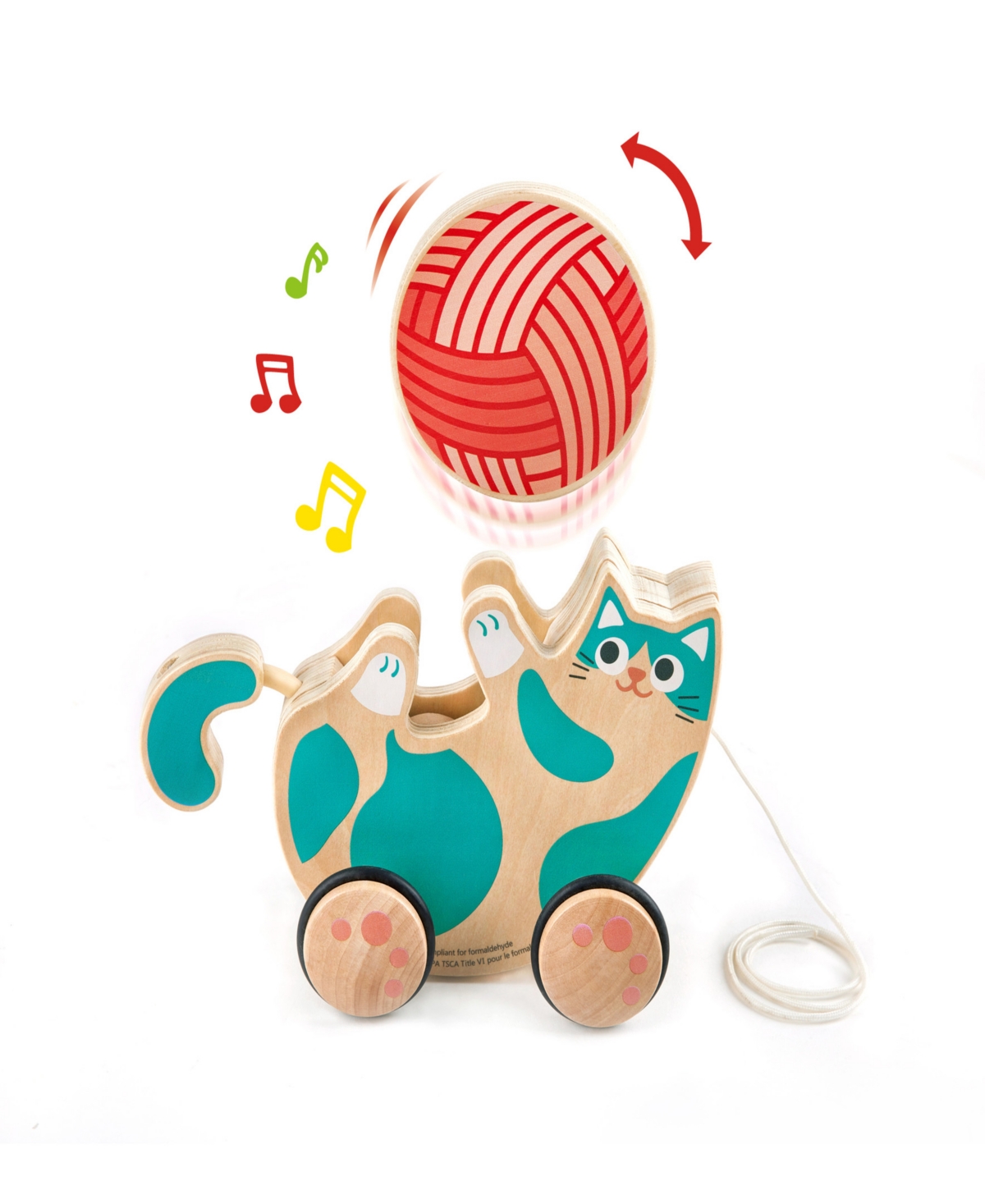 Shop Hape Walk-a-long- Roll Rattle Kitten Toddler Toy In Multi