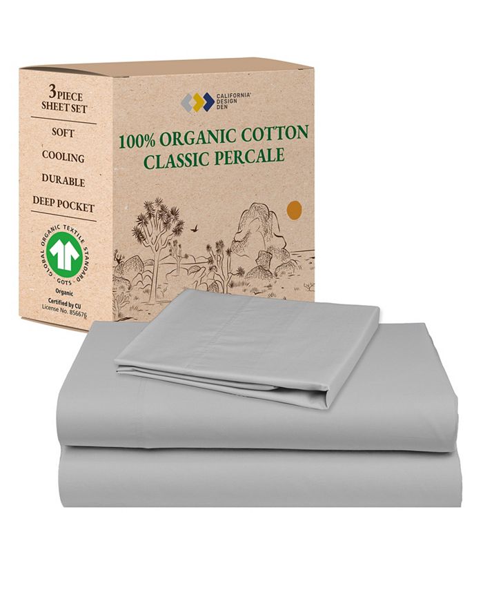 California Design Den Twin XL Sheets Set, GOTS Certified 100 Organic