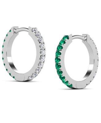 Lab-Grown Sapphire (1/2 ct. t.w.) & White Sapphire (1/4 ct. t.w.) Reversible Hoop Earrings