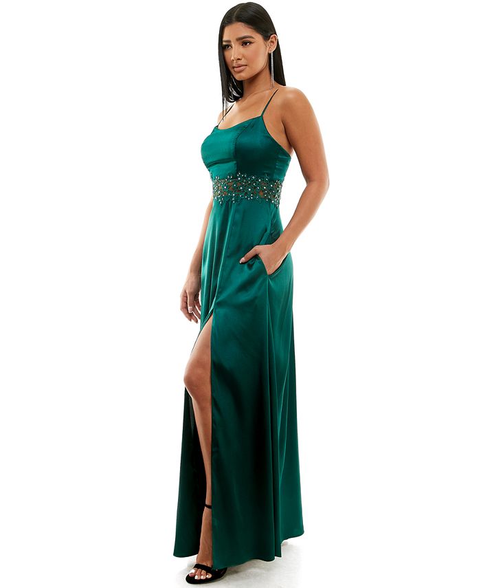 City Studios Juniors' FloralAppliqué SideSlit Gown Macy's