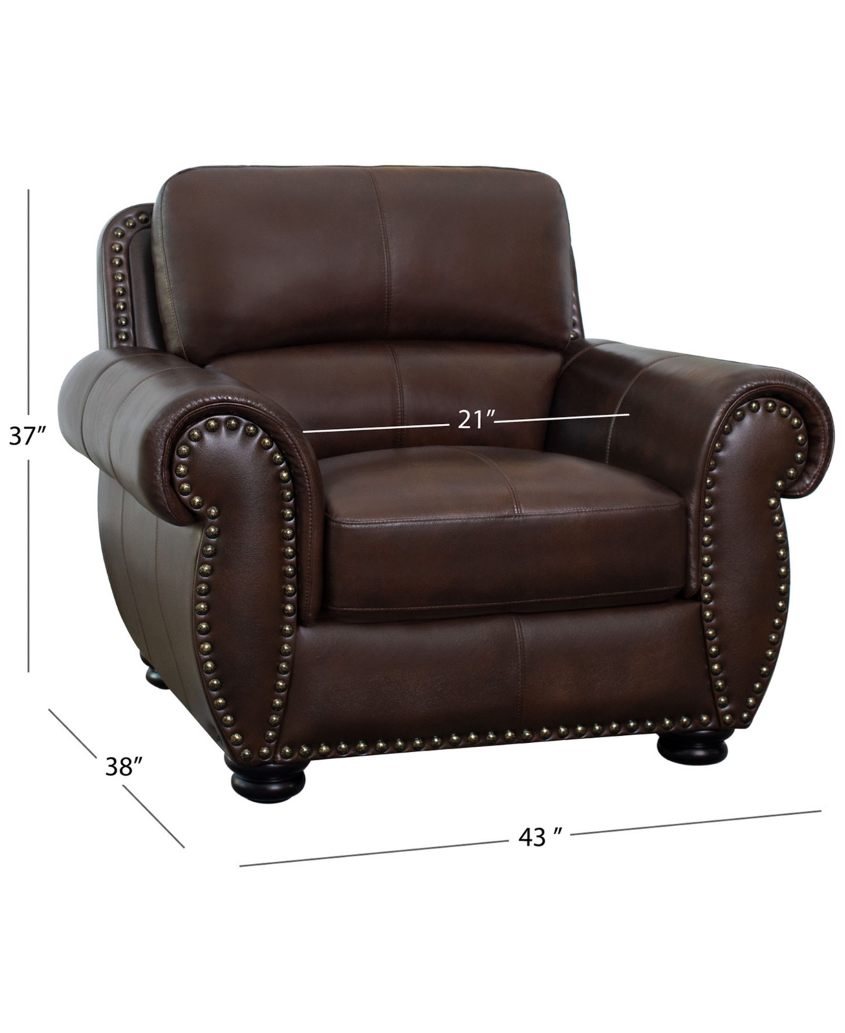 Shop Abbyson Living Arther 43" Leather Traditional Armchair In Brown