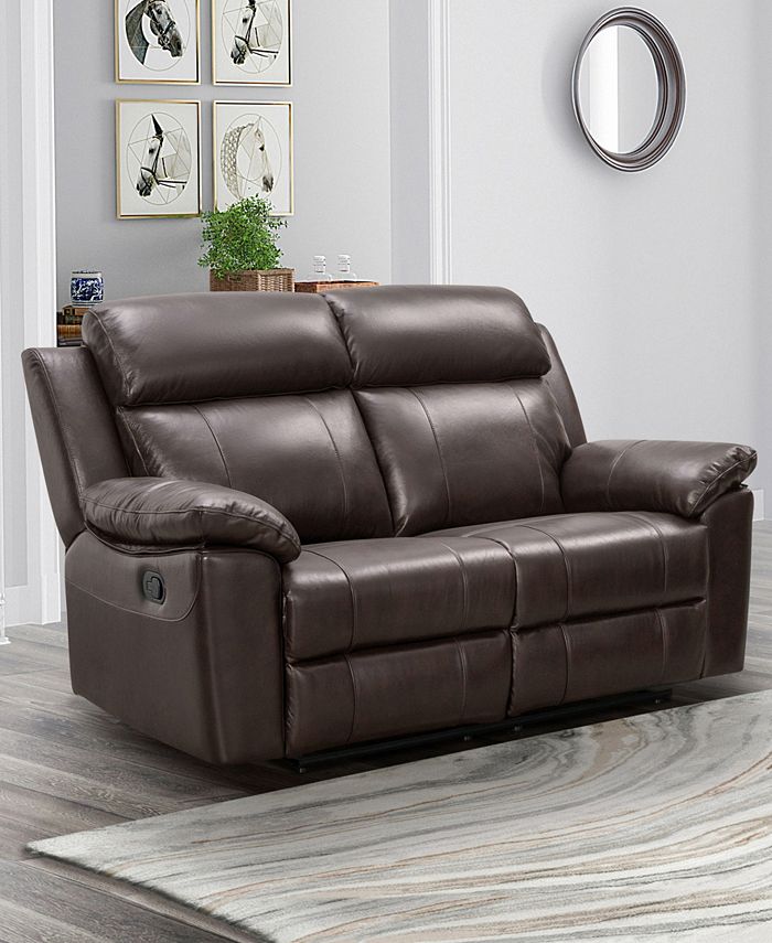 Abbyson Living Braylen 63" Top Grain Leather Reclining Loveseat Macy's