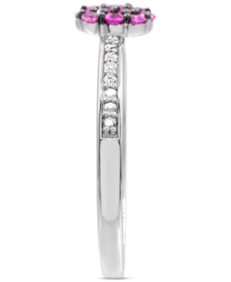 Pink Sapphire (1/3 ct. t.w.) Diamond (1/20 ct. t.w.) Stackable Ring  in Sterling Silver