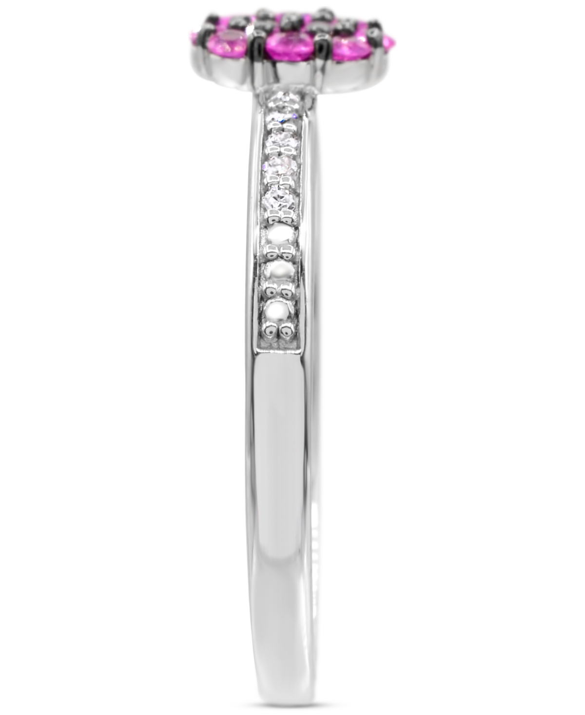 (1/3 ct. t.w.) Diamond (1/20 ct. t.w.) Stackable Ring in Sterling Silver - Pink Sapphire