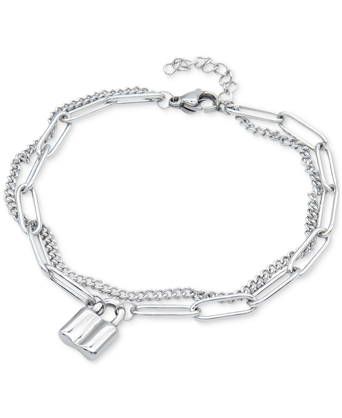 Shop Adornia Silver-tone Padlock Mixed Chain Bracelet