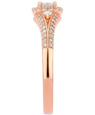 Macy's Diamond Princess Halo Engagement Ring (1/2 ct. t.w.) in 14k Rose ...