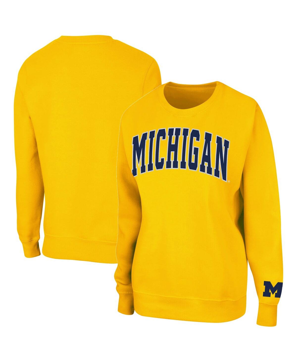 Colosseum Women's  Maize Michigan Wolverines Campanile Pullover Sweatshirt In Maize