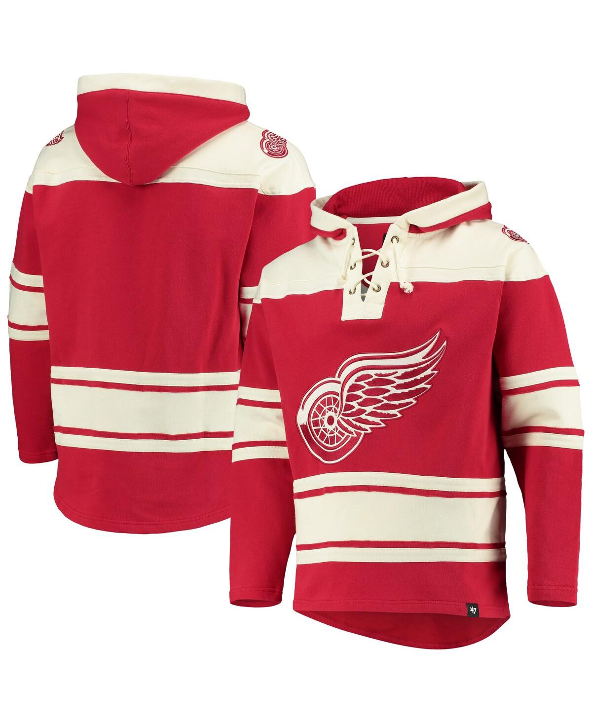 Men's '47 Brand Red Detroit Red Wings Superior Lacer Pullover Hoodie - Red