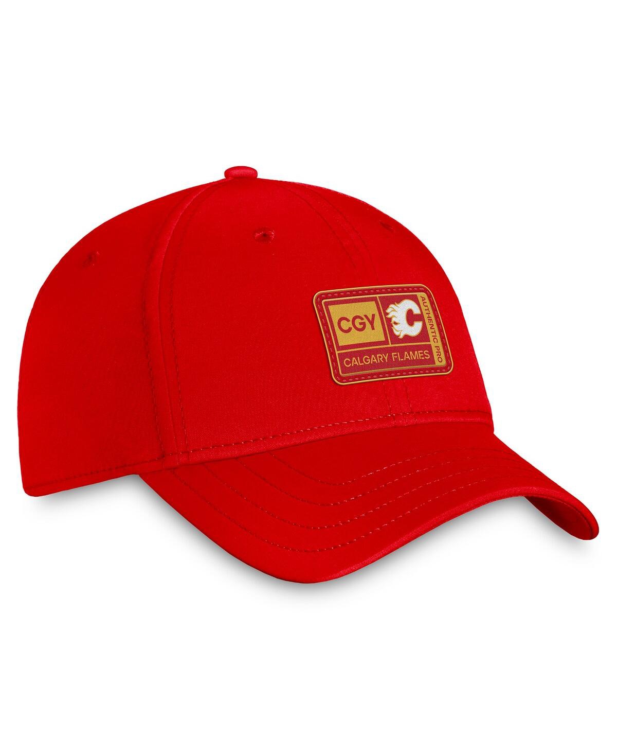 Shop Fanatics Men's  Red Calgary Flames Authentic Pro Training Camp Flex Hat