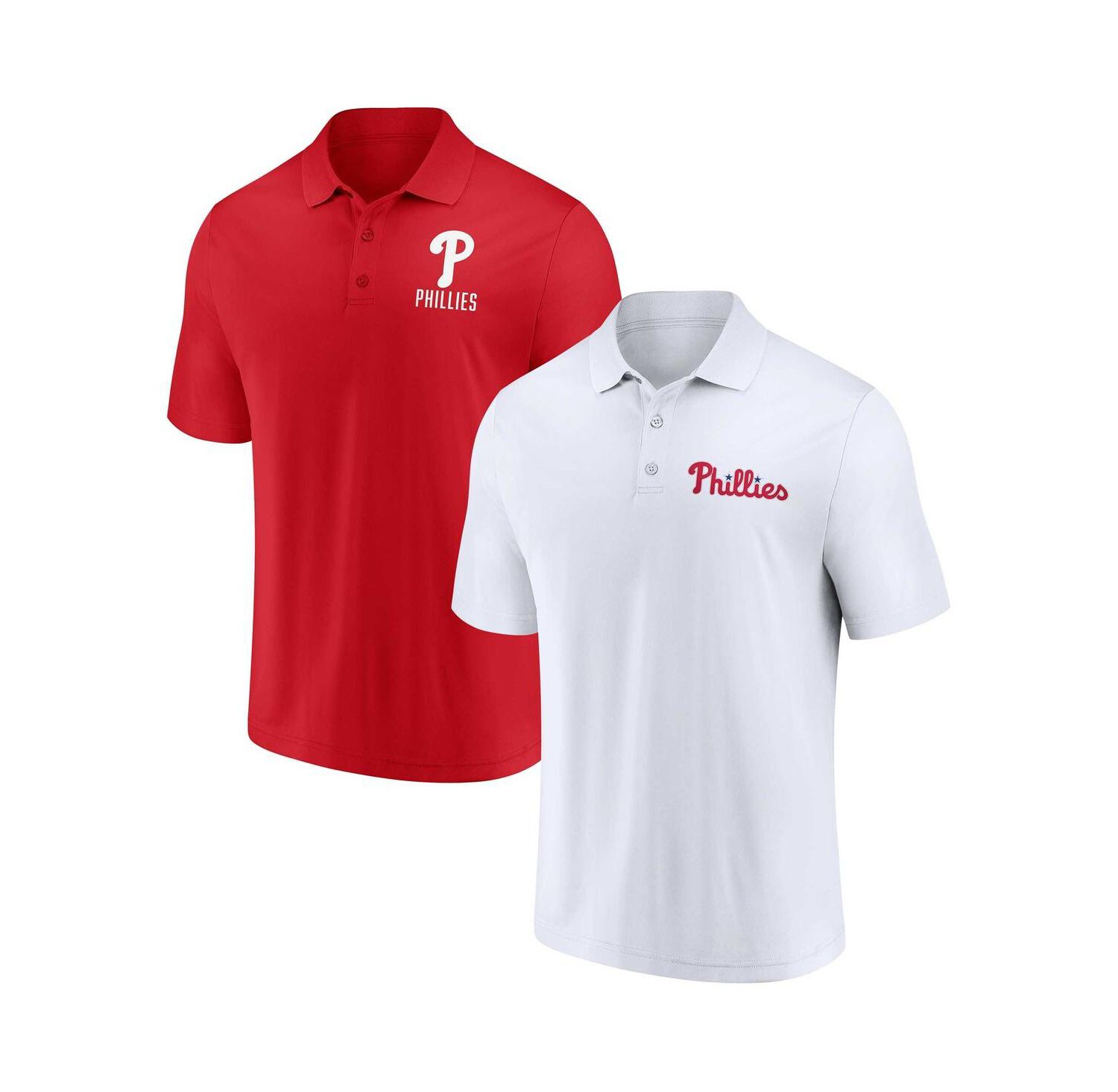 Men's Red, White Philadelphia Phillies Two-Pack Logo Lockup Polo Shirt Set