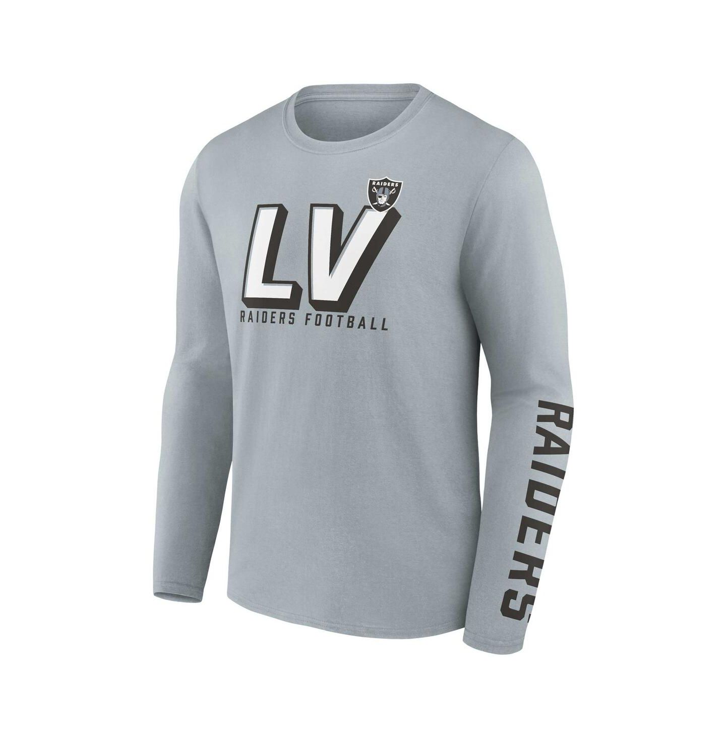 Мужские футболки Fanatics Silver, Black Las Vegas Raiders Two-Pack T-shirt Combo Set — фото 3