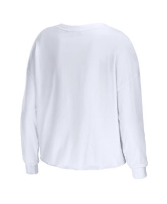 Women's White Los Angeles Lakers Cropped Long Sleeve T-shirt
